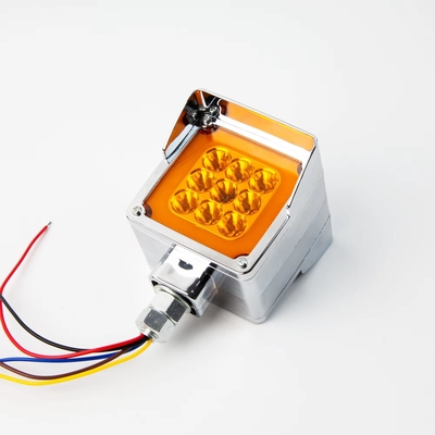 Amber/Red Double-Face Pedestal Fender Light with Stud Mount Square 39 LED Brake Turn Tail Signal Trailer Light