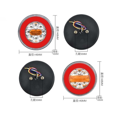 High-performance 12-24v Truck Led Tail Light 5.5inch Round Brake Turn Tail Lights for Truck White Red Amber