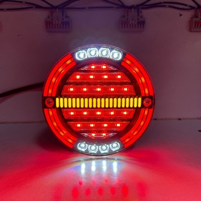 12V 24V Brake Driving Stop Flow Turn Signal Reverse Truck Side Light Round Red Led Trailer Tail Light for Car