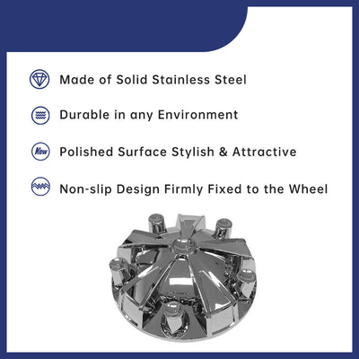 Custom Chrome Removable Hub Caps Cover Kit 33mm 32mm Front Rear Semi Truck Wheel Axle Covers